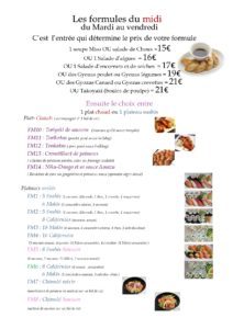 menu du midi 2025
