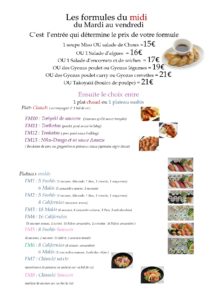 menu du midi 2025