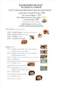 menu du midi 2020